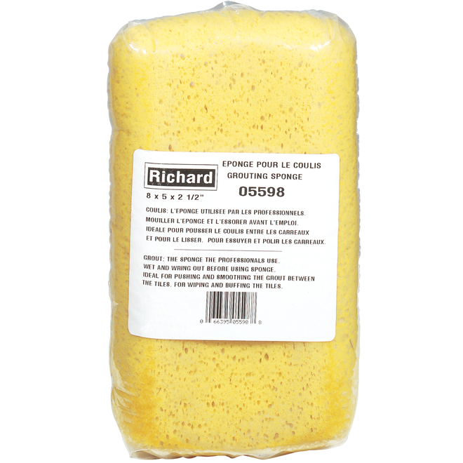 Richard Professional Grout Sponge - Foam Rubber - Yellow - 8-in L x 5-in W x 2-in T