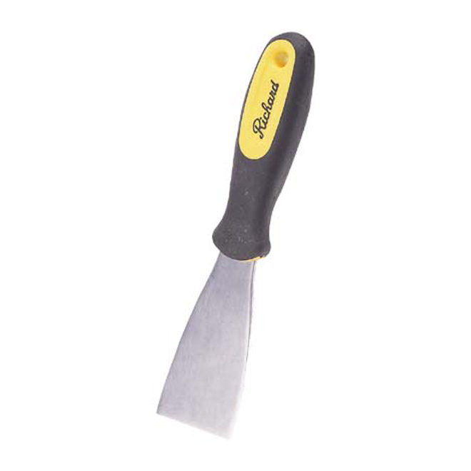 Couteau à mastic flexible Richard, noir, lame en acier dur de 2 po l., manche de plastique confortable 8 1/4 po L.