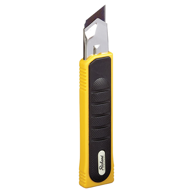 Couteau utilitaire robuste cassable Richard, 25 mm, plastique ABS et acier, jaune et noir