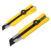 Couteaux utilitaires cassables Richard, 18 mm et 25 mm, plastique ABS et acier, jaune et noir