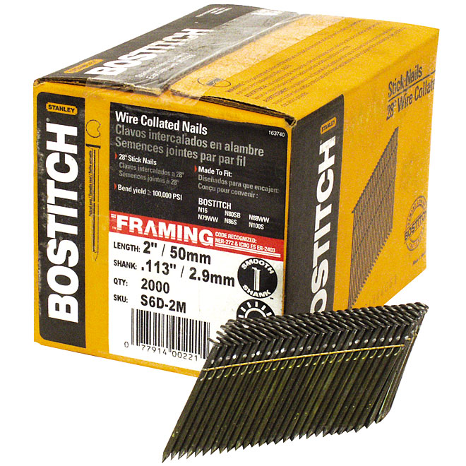 BLACK & DECKER Framing Nails 28° Strip Smooth 2" 2000/Box S6D