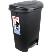 Rubbermaid Black Plastic Step-On Wastebasket - 49.2-L Capacity
