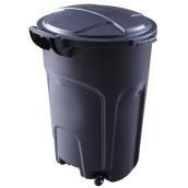 Rubbermaid Trash Can with Wheels and Lid - 32-US Gallons Capacity - Black Plastic