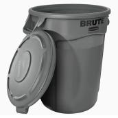 Brute Commerical Trash Can with Lid - 32-gal - Plastic - Grey