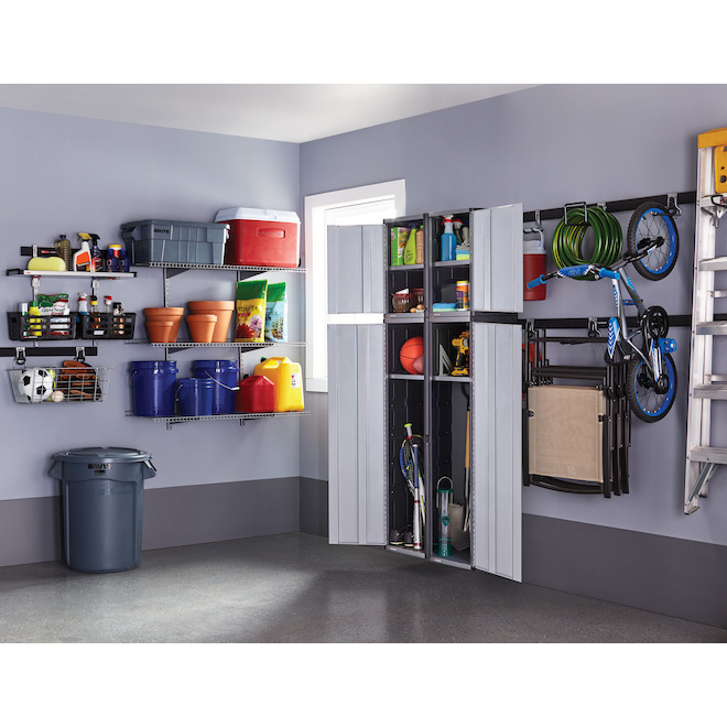 Rubbermaid Plastic Wall-mounted Garage Cabinet in Gray (24-in W x 27-in H x  14-in D)