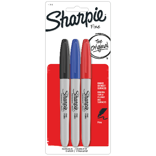 Sharpie Fine Tip Permanent Markers - Assorted Colours - Pack of 3