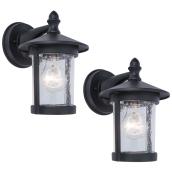 Project Source 2-Pack 8.78-in H - Black - Hardwired Medium base (E-26) - Outdoor Wall Light