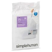 Sacs à déchets en plastique, 30-45 l, emballage de 20, blanc