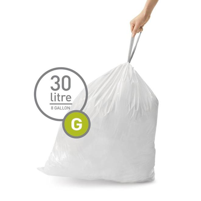 Simplehuman Code G  60-Pack 8 Gallons White Outdoor Kitchen Trash Bags