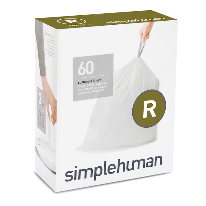 Simplehuman Code R 60-Pack 2.64 Gallons White Indoor Can Trash Bags