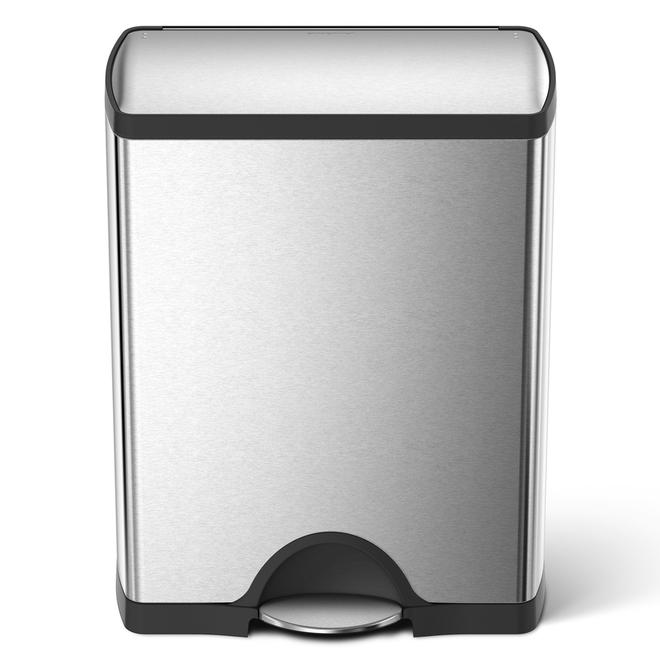 Simplehuman 12-Gallon Stainless Steel Indoor Recycling Bin with Lid