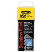 Agrafes robustes Stanley, acier inoxydable, 1000 par paquet, pointes de 3/8 po L. x couronne de 27/64 po l.