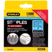 Stanley Heavy-Duty Staples - Steel - 1500 Per Pack - 9/16-in Leg x 27/64-in W Crown