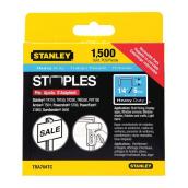 Stanley Heavy-Duty Staples - Galvanized Steel - 1/4-in Leg x 27/64-in W Crown - 1500 Per Pack