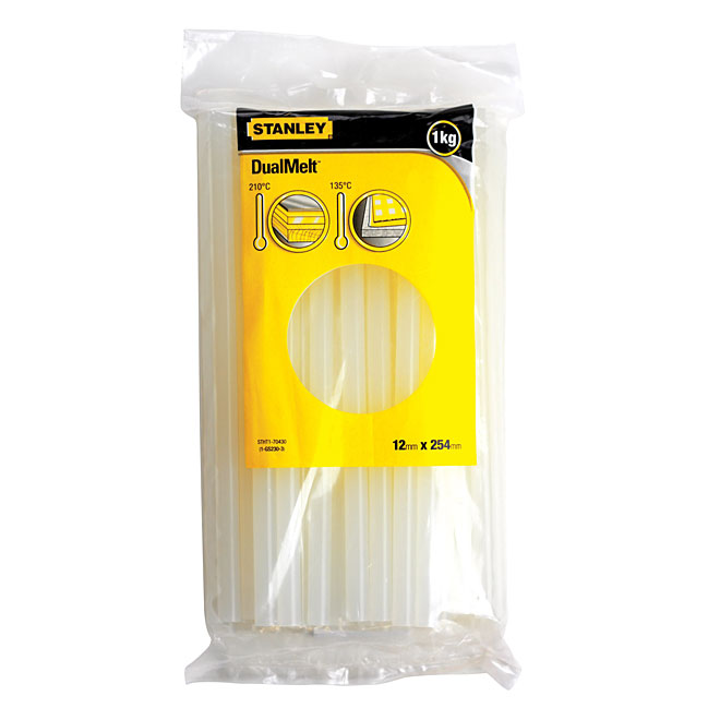 Stanley Hot Melt Glue Sticks - Clear - Dual Temperature - Heat Sensitive - 1 kg