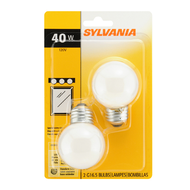 Sylvania Dimmable Frosted Decorative Incandescent Light Bulb - 25-W - 280-lm - Soft White - 2 Per Pack