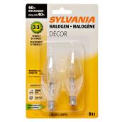 Ampoules halogènes 40 W, B11 candélabre, équiv. 60 W, 2/pqt