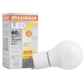 Ampoule DEL 8,5 W, A19, équivalent 60 W, blanc doux