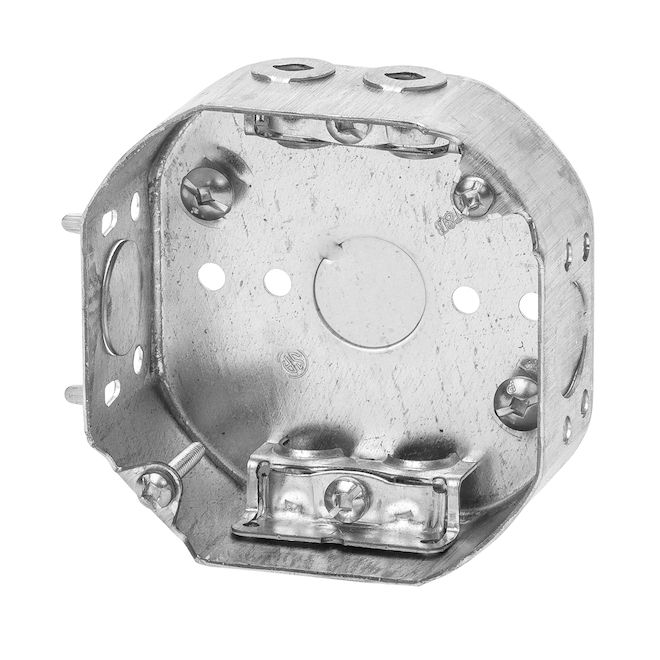 Octagonal Outlet Box - Galvanized Steel - 4 x 4 x 1 1/2-in