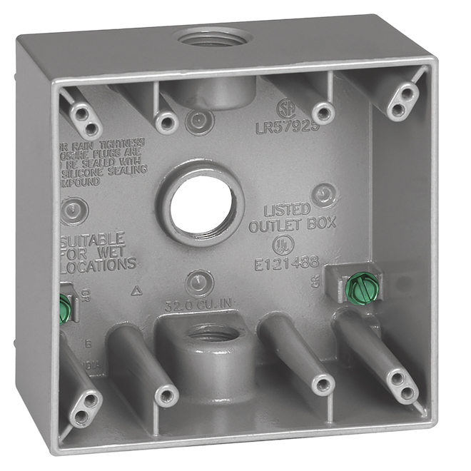 Boîte électrique standard en métal Red Dot pour 2 dispositifs, usage intérieur/extérieur, nouvelle construction