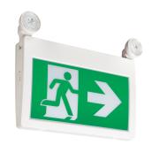 LED Exit Sign with Pictogram and Lights - White and Green