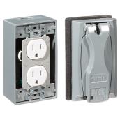 Ensemble de prise double, 15 A, 125v, gris