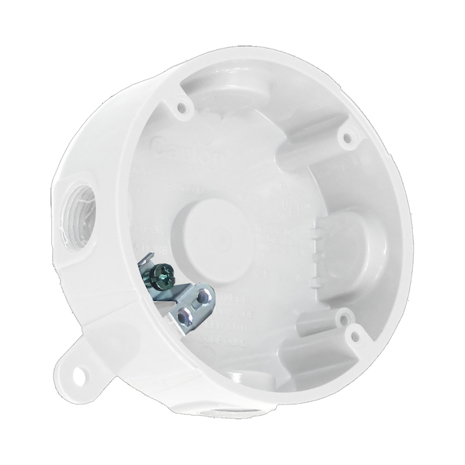 Boîte électrique ronde Carlon étanche pour plafond/mur en PVC blanc  WPRB-T050-W