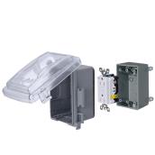 Boîte électrique intérieure ou extérieure Reddot à une prise en PVC clair rectangulaire résistant aux intempéries