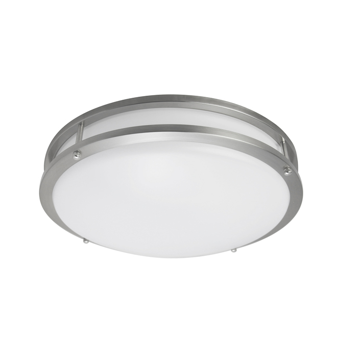 Project Source Round Flush Mount Ceiling Light Led 14 In Metal Acrylic Brushed Nickel L02018 Rona - Disk 8 Wide Nickel Round Led Indoor Outdoor Ceiling Light
