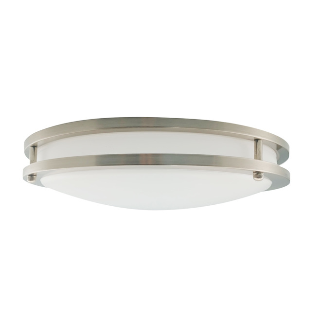 Project Source Round Flush Mount Ceiling Light - LED - 14-in - Metal/Acrylic - Brushed Nickel