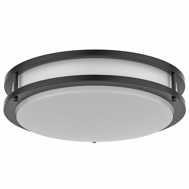 Project Source 14-in Matte Black Metal/Acrylic Round Flush-Mounted LED Ceiling Light - Energy Star