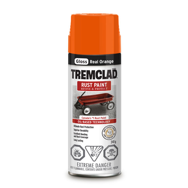 Tremclad Rust Spray Paint - 340 g - True Orange - Gloss