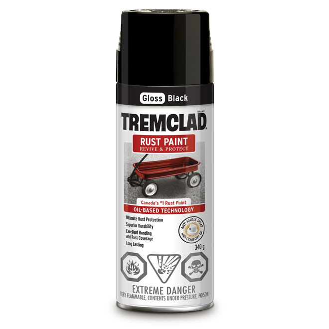 Tremclad Rust Spray Paint - 340 g - Black - Gloss