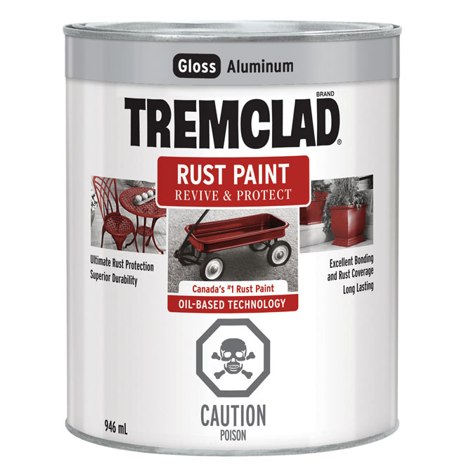 Tremclad Rust Paint - 946 ml - Aluminum - Gloss Finish