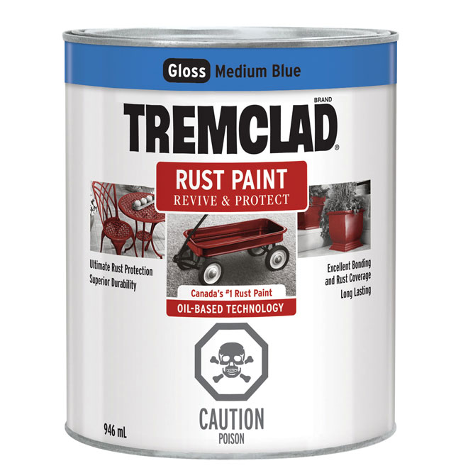 Tremclad Rust Paint Gloss Finish 946 Ml Medium Blue 254905 RONA