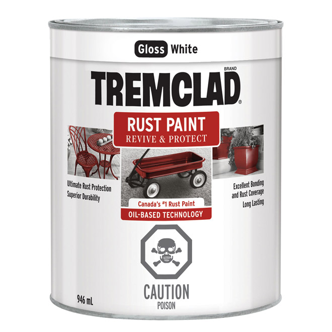 Tremclad Rust Paint - 946 ml - White - Gloss Finish