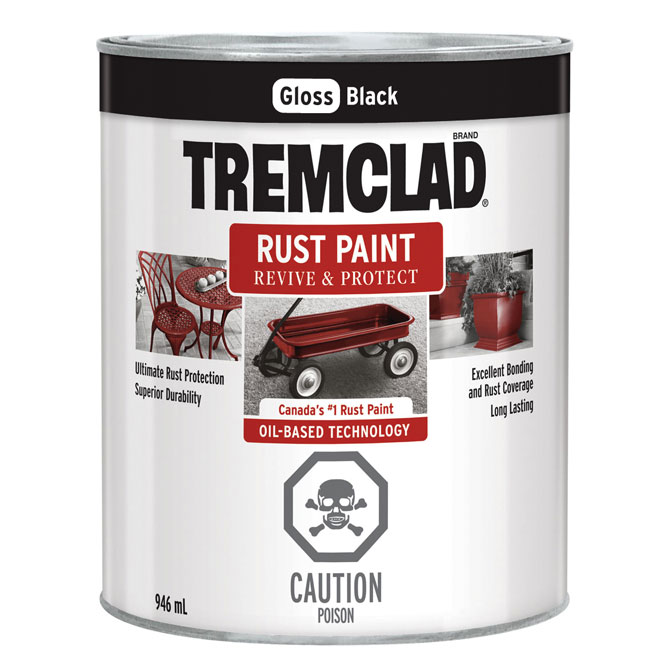 Tremclad Rust Paint - 946 ml - Black - Gloss Finish