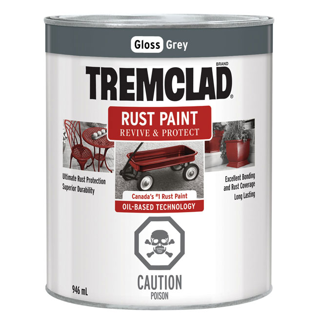 Tremclad Rust Paint - 946 ml - Grey - Gloss Finish