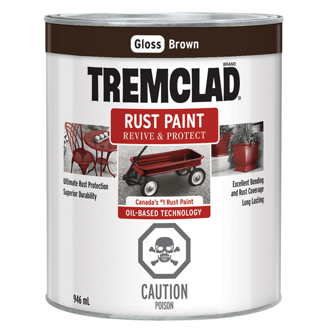 Tremclad Rust Paint - 946 ml - Brown - Gloss Finish