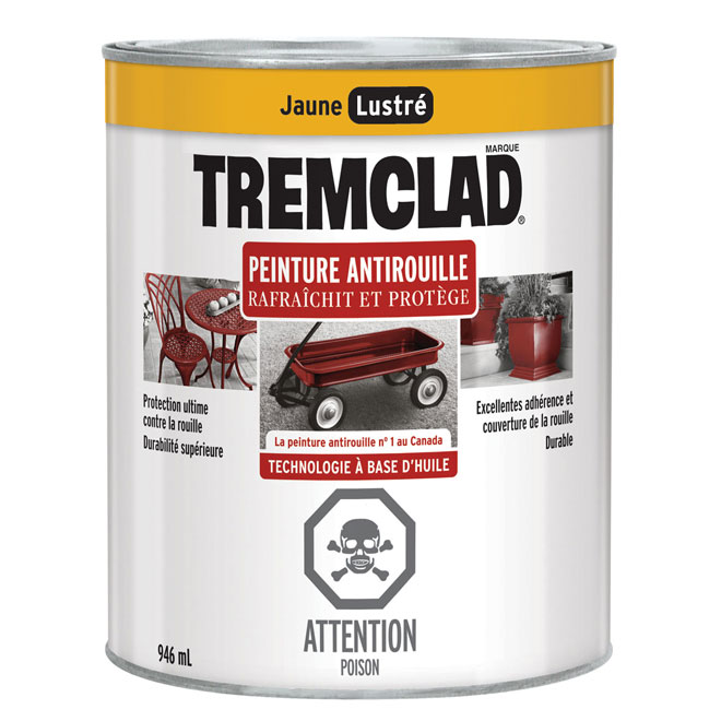 Peinture antirouille Tremclad, 946 ml, jaune, fini lustré