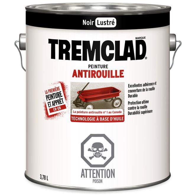 Peinture antirouille à base d'huile Tremclad fini noir lustré, 3,78 L