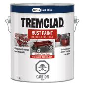 Tremclad Alkyd Brush-On Rust Paint - Oil-Base - Gloss - Dark Blue - 3.78-L