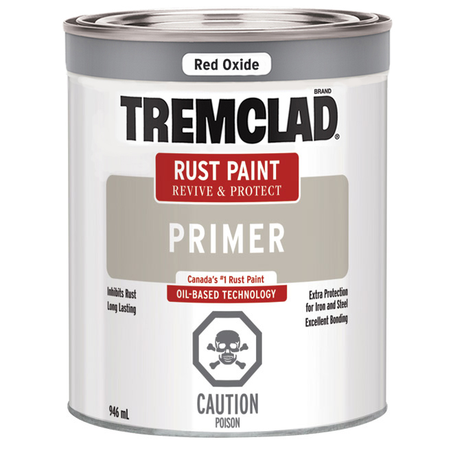 Tremclad Oil-based Metal Rust Primer - Red Oxide - Flat Finish - 946 ml