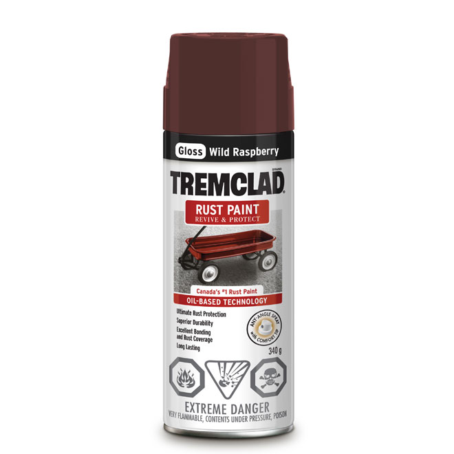 Tremclad Rust Spray Paint - 340 g - Wild Raspberry - Gloss 27018B522 | RONA