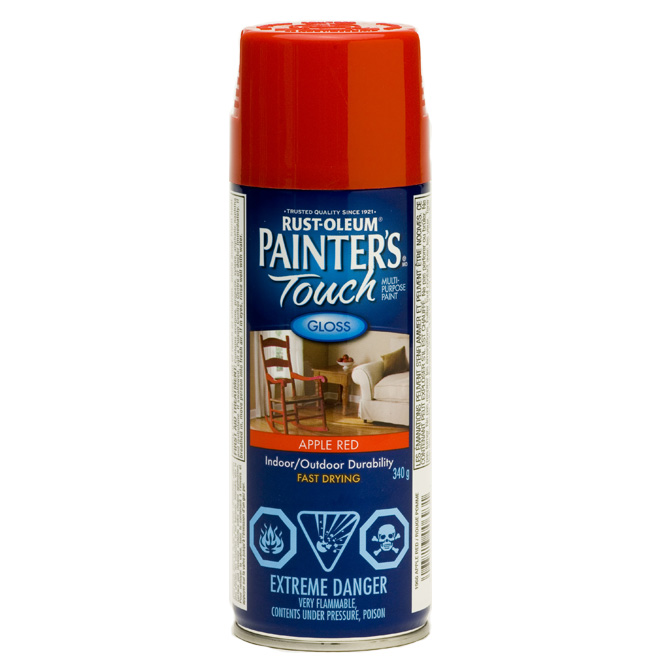 Peinture multi-usage en aérosol Painter's Touch de Rust-Oleum, lustré, pomme rouge, séchage rapide, 340 g