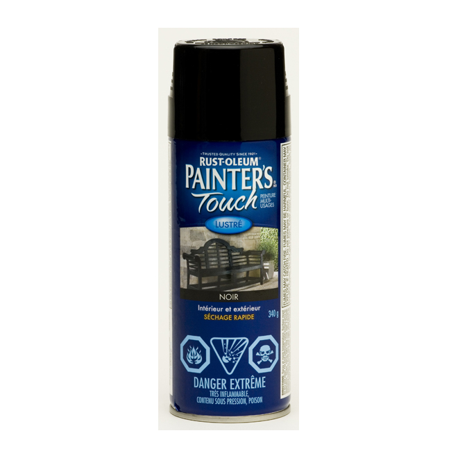 Peinture acrylique multi-usage en aérosol Painter's Touch Rust-Oleum, lustré, noir, 340 g