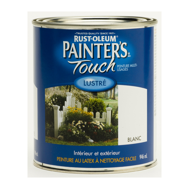 Peinture multi-usage Painter's Touch, à base d'eau, lustré, blanc, 946 ml