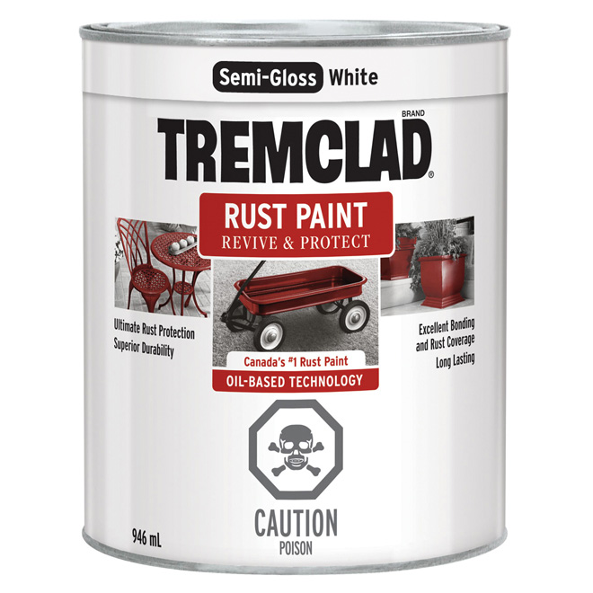 Peinture antirouille, Tremclad, 946 ml, fini semi-lustré, blanc