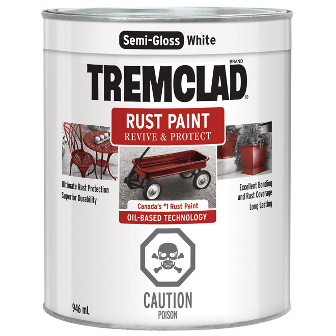 Tremclad - Antirust Paint - 946 mL - Semi-Gloss Finish - White