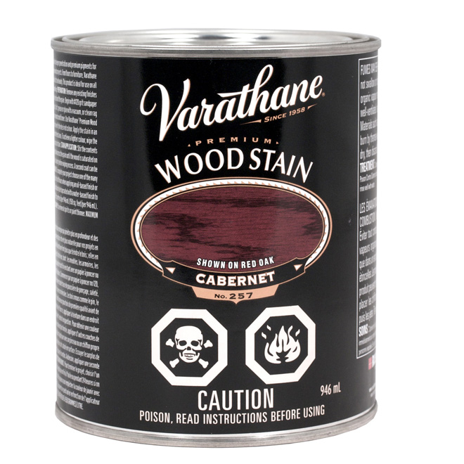 Teinture pour bois d'intérieur Varathane Premium, à base d'huile, protection UV, cabernet, 946 ml